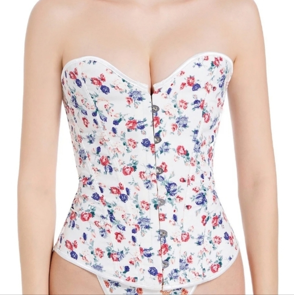 Floral Strapless Corset Top Waist Trainer Size XL Floral Sexy Concert Festival